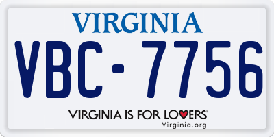 VA license plate VBC7756