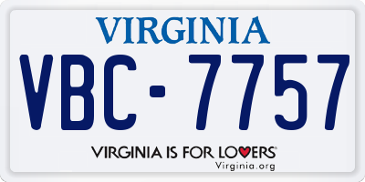 VA license plate VBC7757