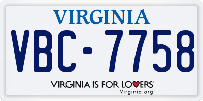 VA license plate VBC7758