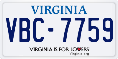 VA license plate VBC7759