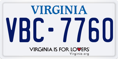 VA license plate VBC7760