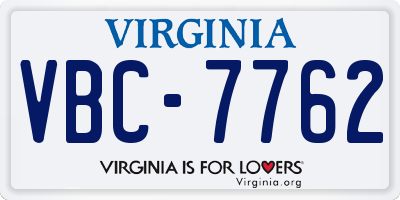 VA license plate VBC7762