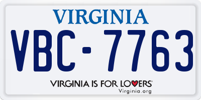 VA license plate VBC7763