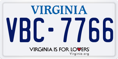 VA license plate VBC7766
