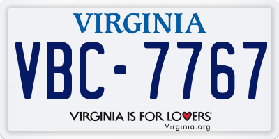 VA license plate VBC7767