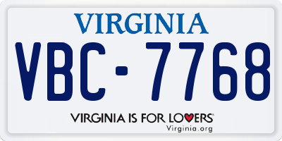 VA license plate VBC7768