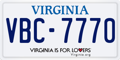 VA license plate VBC7770