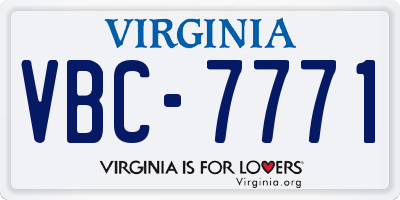 VA license plate VBC7771