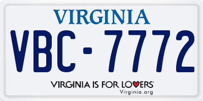 VA license plate VBC7772