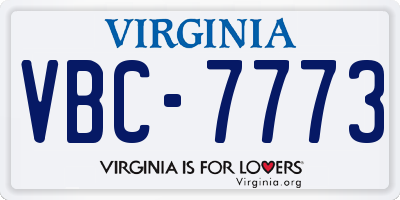 VA license plate VBC7773