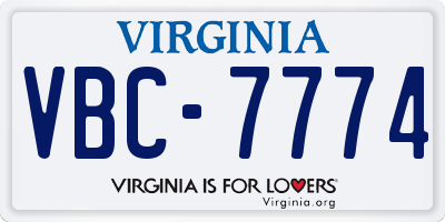 VA license plate VBC7774