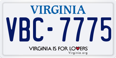 VA license plate VBC7775