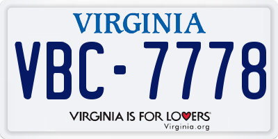 VA license plate VBC7778