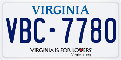 VA license plate VBC7780