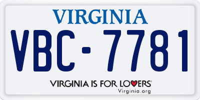 VA license plate VBC7781