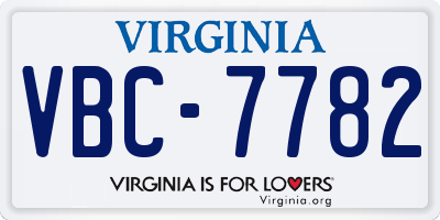 VA license plate VBC7782