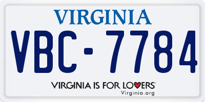 VA license plate VBC7784