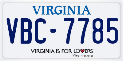 VA license plate VBC7785