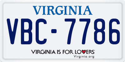 VA license plate VBC7786