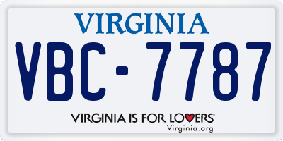 VA license plate VBC7787