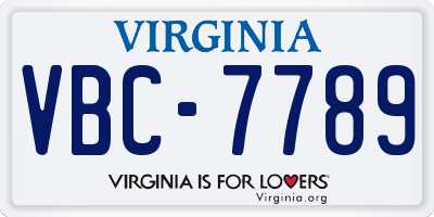 VA license plate VBC7789