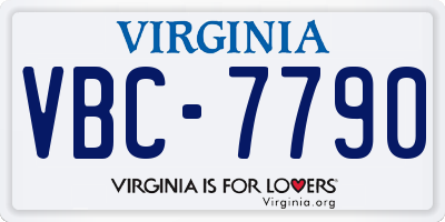 VA license plate VBC7790
