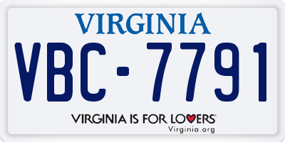 VA license plate VBC7791