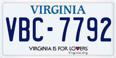 VA license plate VBC7792