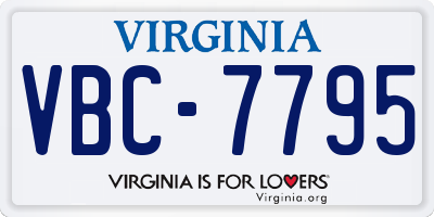VA license plate VBC7795