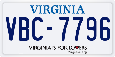 VA license plate VBC7796