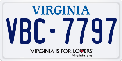 VA license plate VBC7797