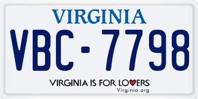 VA license plate VBC7798