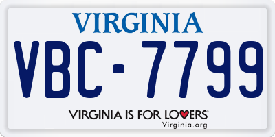 VA license plate VBC7799