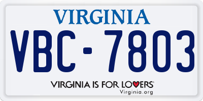 VA license plate VBC7803