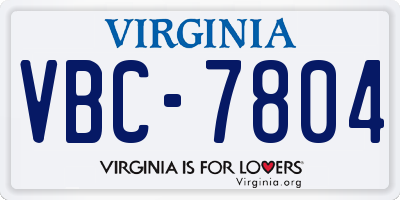 VA license plate VBC7804