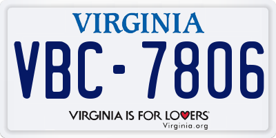 VA license plate VBC7806