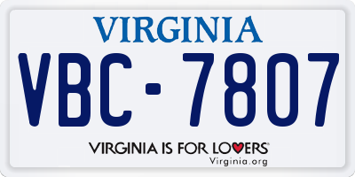 VA license plate VBC7807