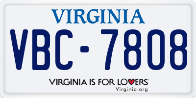 VA license plate VBC7808
