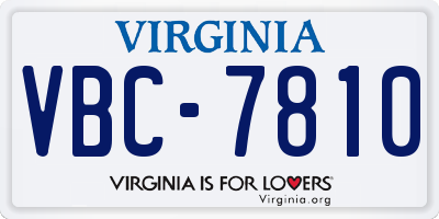 VA license plate VBC7810
