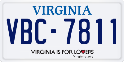 VA license plate VBC7811