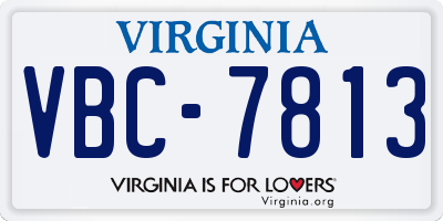 VA license plate VBC7813