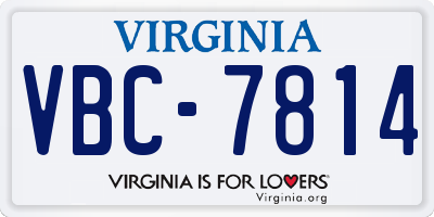 VA license plate VBC7814