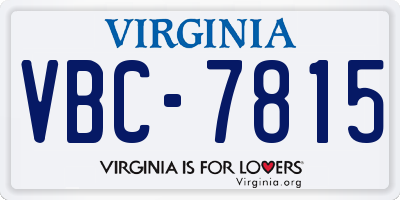 VA license plate VBC7815