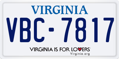 VA license plate VBC7817