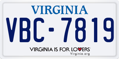 VA license plate VBC7819