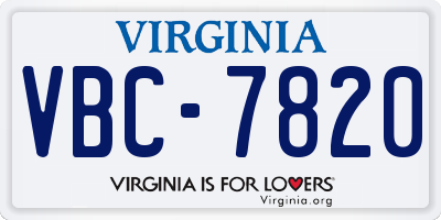 VA license plate VBC7820