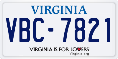 VA license plate VBC7821