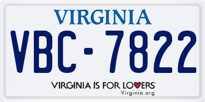 VA license plate VBC7822