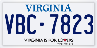 VA license plate VBC7823