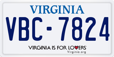 VA license plate VBC7824